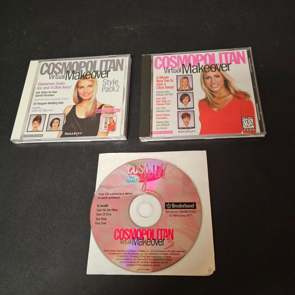 Cosmopolitan Virtual Makeover CDROMs Cosmo Girl Lot of 3 1997 SegaSoft Windows